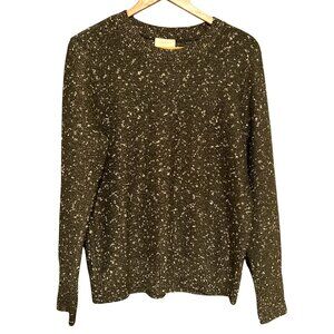 Metallic Loft Black & Gold Speckled Knit Sweater L